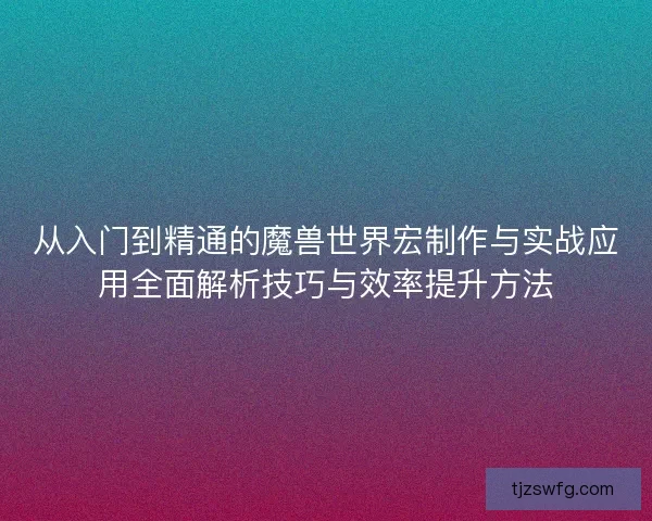 从入门到精通的魔兽世界宏制作与实战应用全面解析技巧与效率提升方法